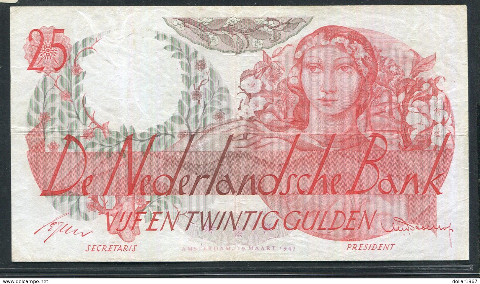 Netherlands  - 25 Gulden 1947 'Flora' - 5 BM 094191 - See The 2 Scans For Condition.(Originalscan ) - [1] …-1815 : Before Kingdom