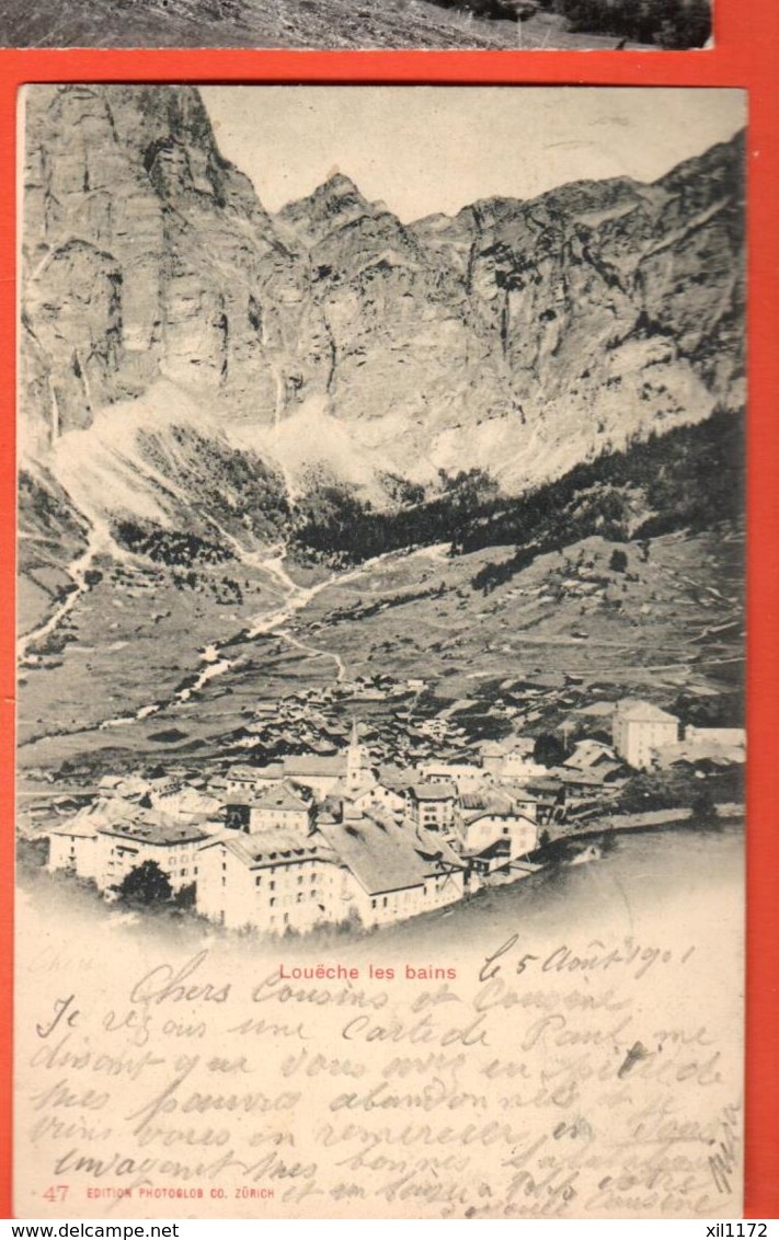 FPA-41 Leukerbad  Loèche-les-Bains Dos Simple. Circulé 1901 Photoglob 47 - Loèche