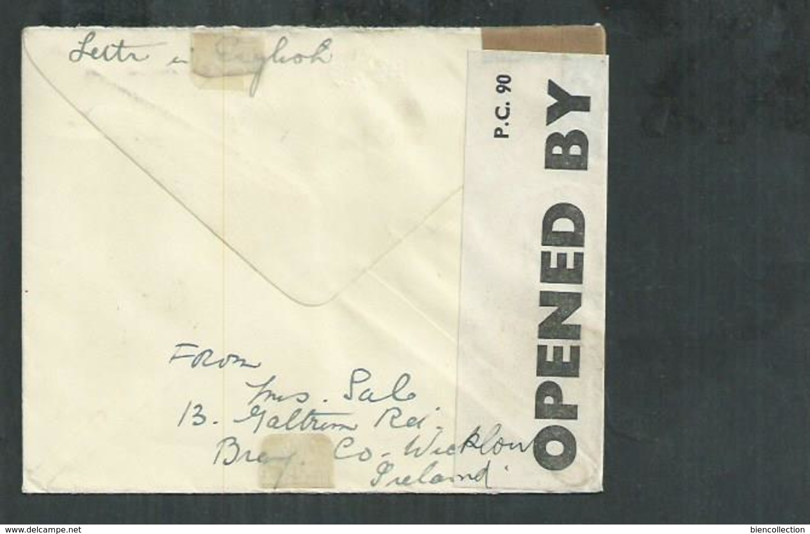 Irlande. Lettre Pour Londres Avec Censure EXAMINER 6379 - Covers & Documents