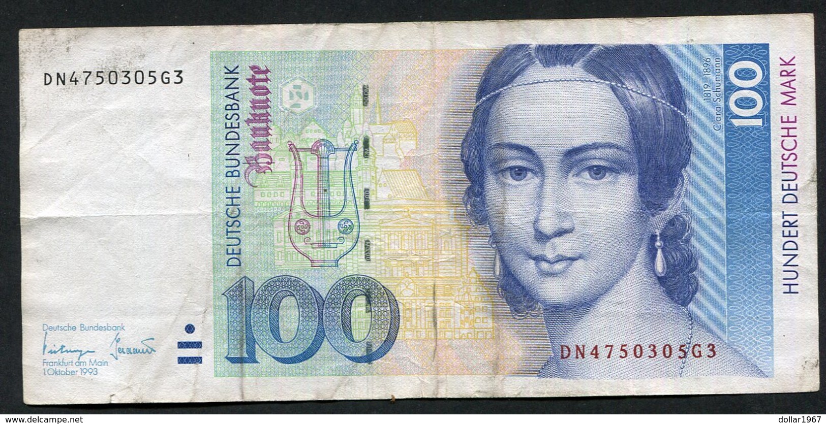 100 Dm / Deutsche Mark / Bundesbanknote 1-10-1993 (DN) - See The 2 Scans For Condition.(Originalscan ) - 100 DM