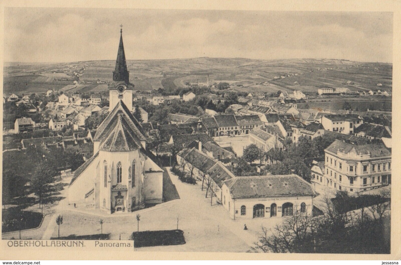 AK - OBERHOLLABRUNN - Panoramaansicht Vom Ortskern Mit Pfarrkirche 1915 - Hollabrunn