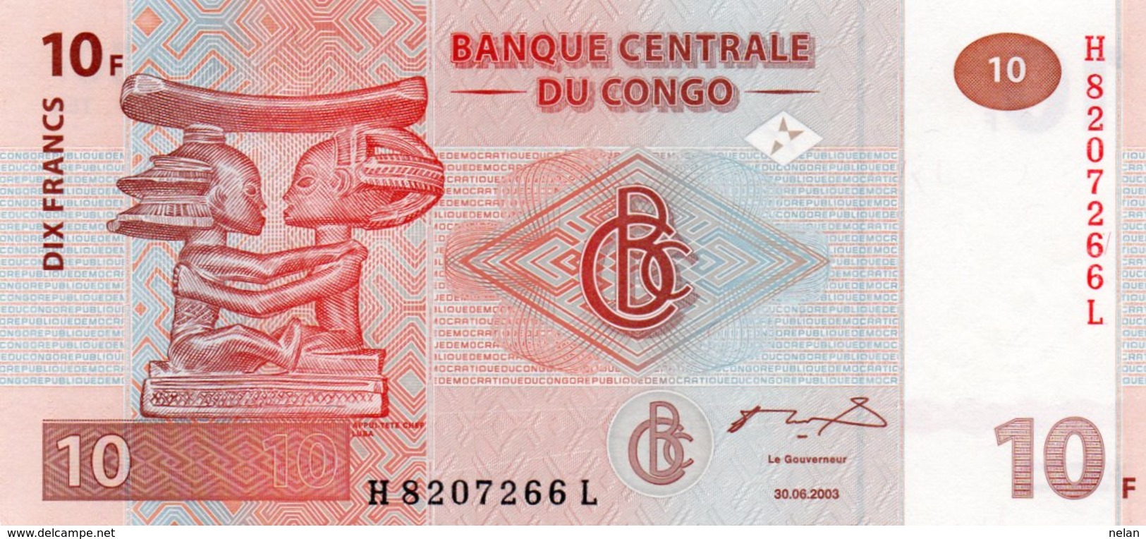 CONGO DEMOCRATIC REPUBLIC 10 FRANCS 2003 P-93a  UNC - République Démocratique Du Congo & Zaïre
