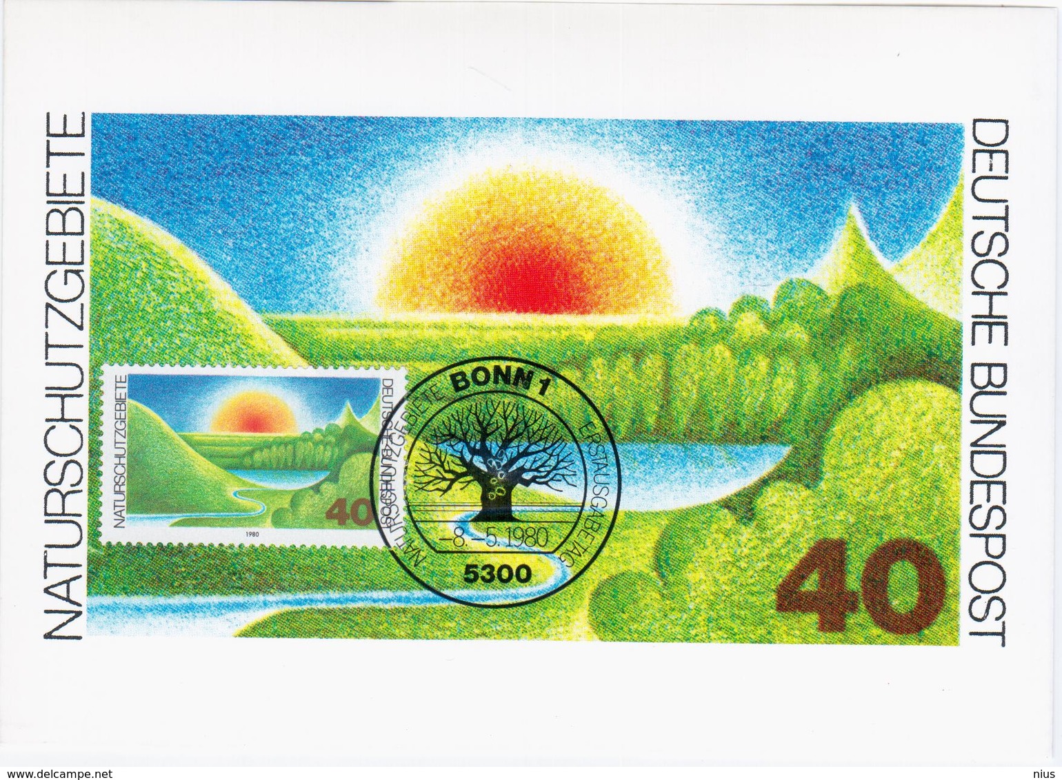 Germany Deutschland 1980 Maximum Card, Naturschutzgebiete, Nature Reserves, Bonn - 1961-1980