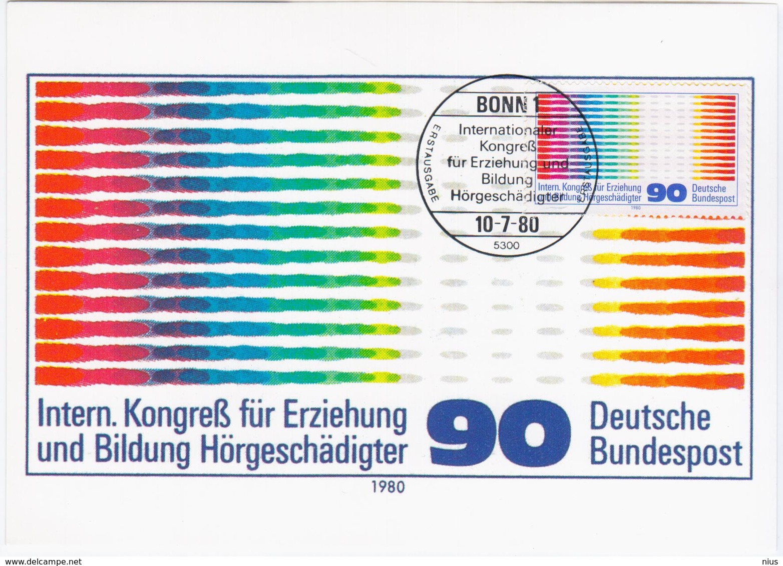 Germany Deutschland 1980 Maximum Card, Internationaler Kongress Fur Erziehung Und Bildung Horgeschadigter, Bonn - 1961-1980