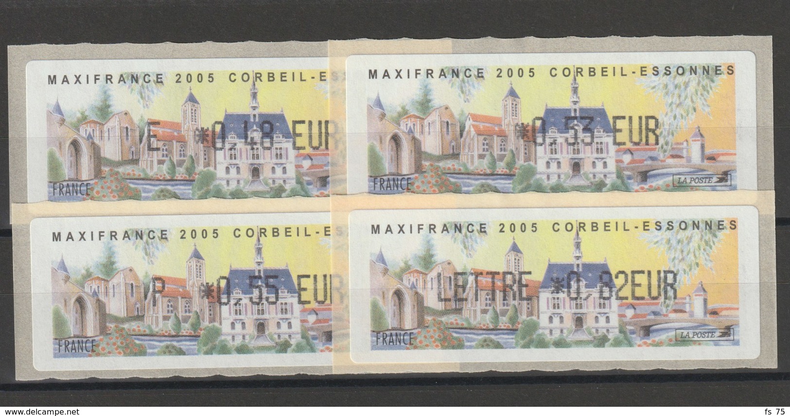 FRANCE - 4 VIGNETTES 0,48€, 0,53 €, 0,55€ ET 0,82€  - MAXIFRANCE 2005 CORBEIL - ESSONNES - 1999-2009 Illustrated Franking Labels