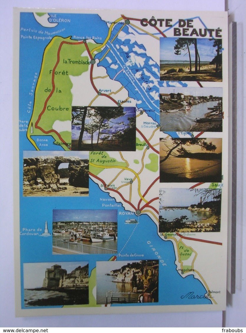 CARTE GEOGRAPHIQUE - COTE DE BEAUTÉ - Ed. MARCOU - Poitou-Charentes