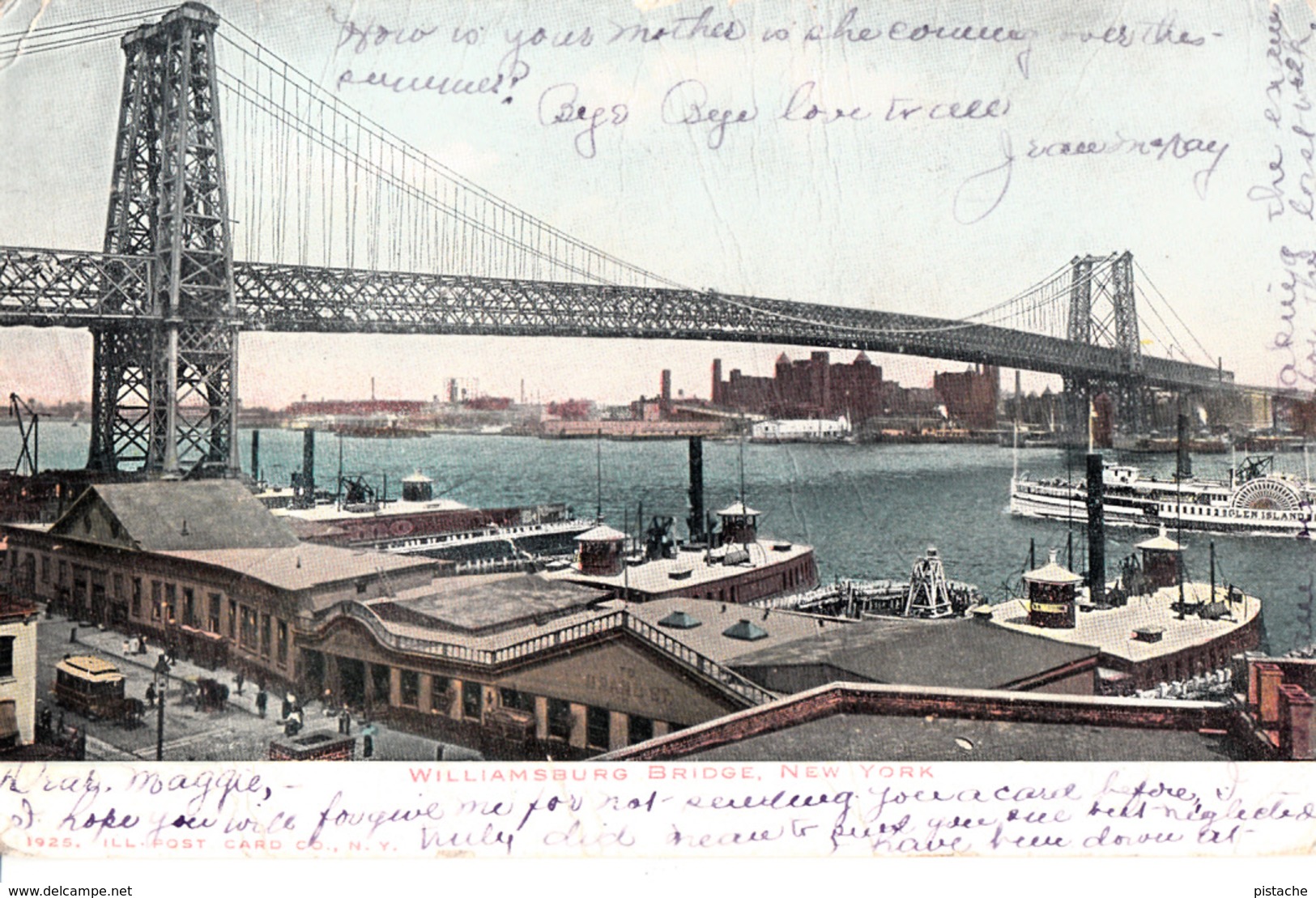 New York City - Williamsburg Bridge - Pont - Simple Back - 1905-1910 - By Ill. Post Card Co. - 2 Scans - Ponts & Tunnels