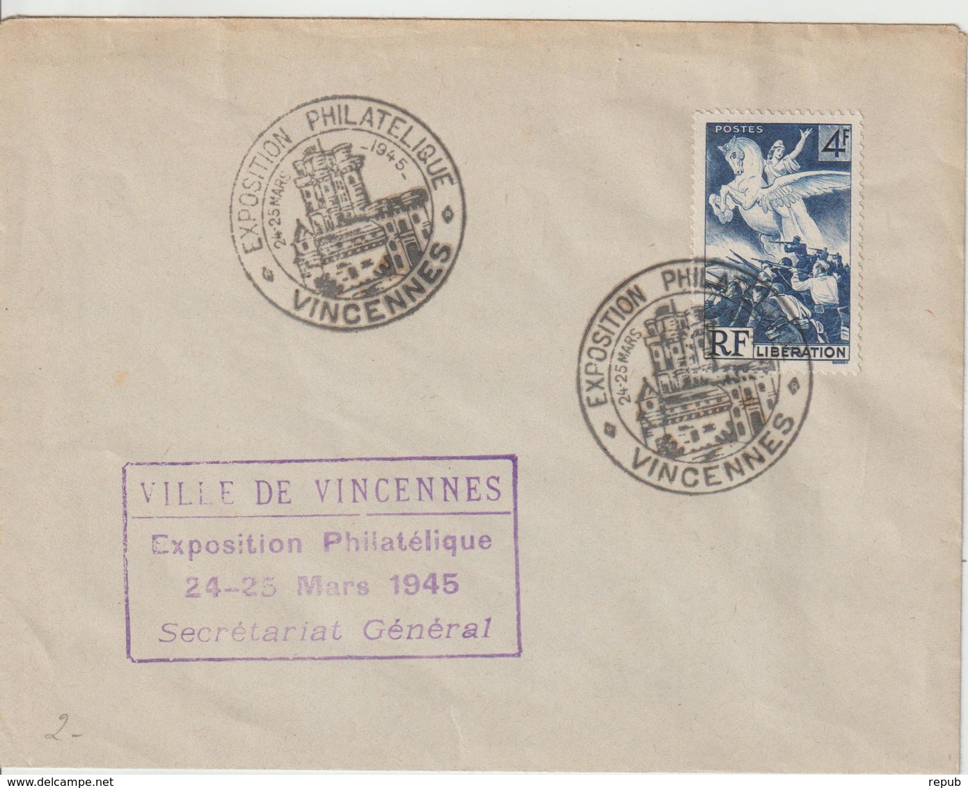 France 1945 Expo Philatélique Vincennes - Gedenkstempel