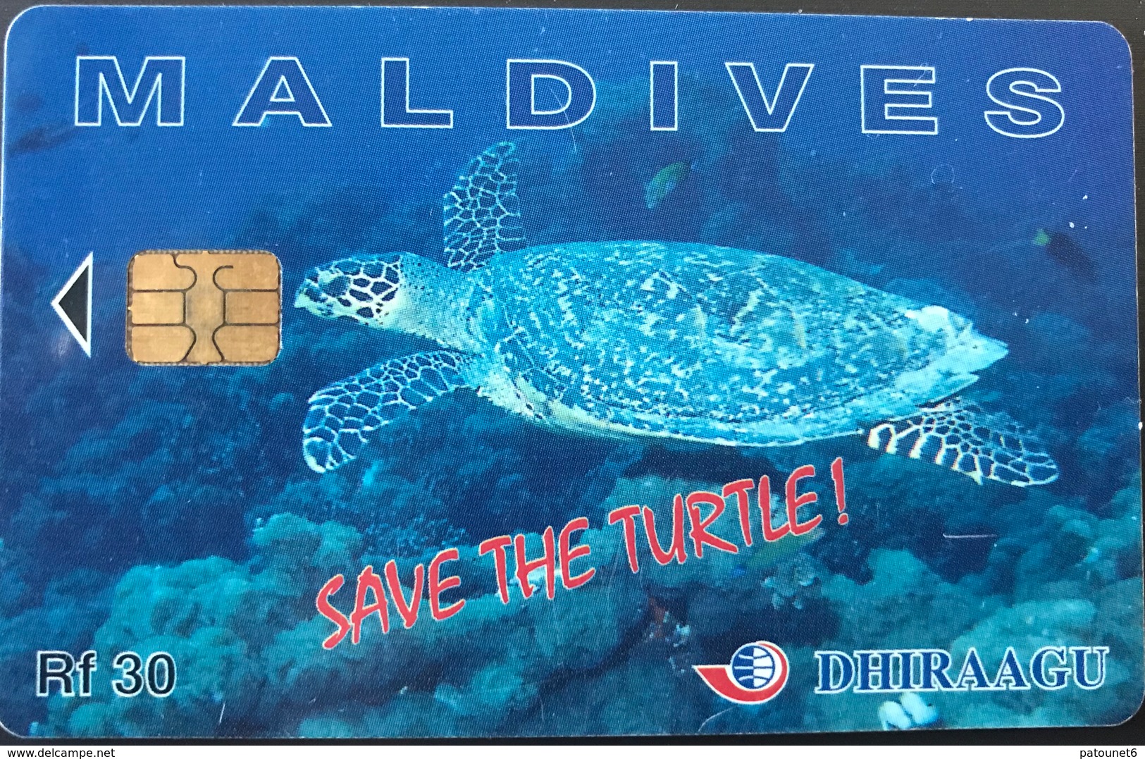 MALDIVES  -  Phonecard  -  DHIRAAGU  -  Save The Turtle  -  Rf 30 - Maldive