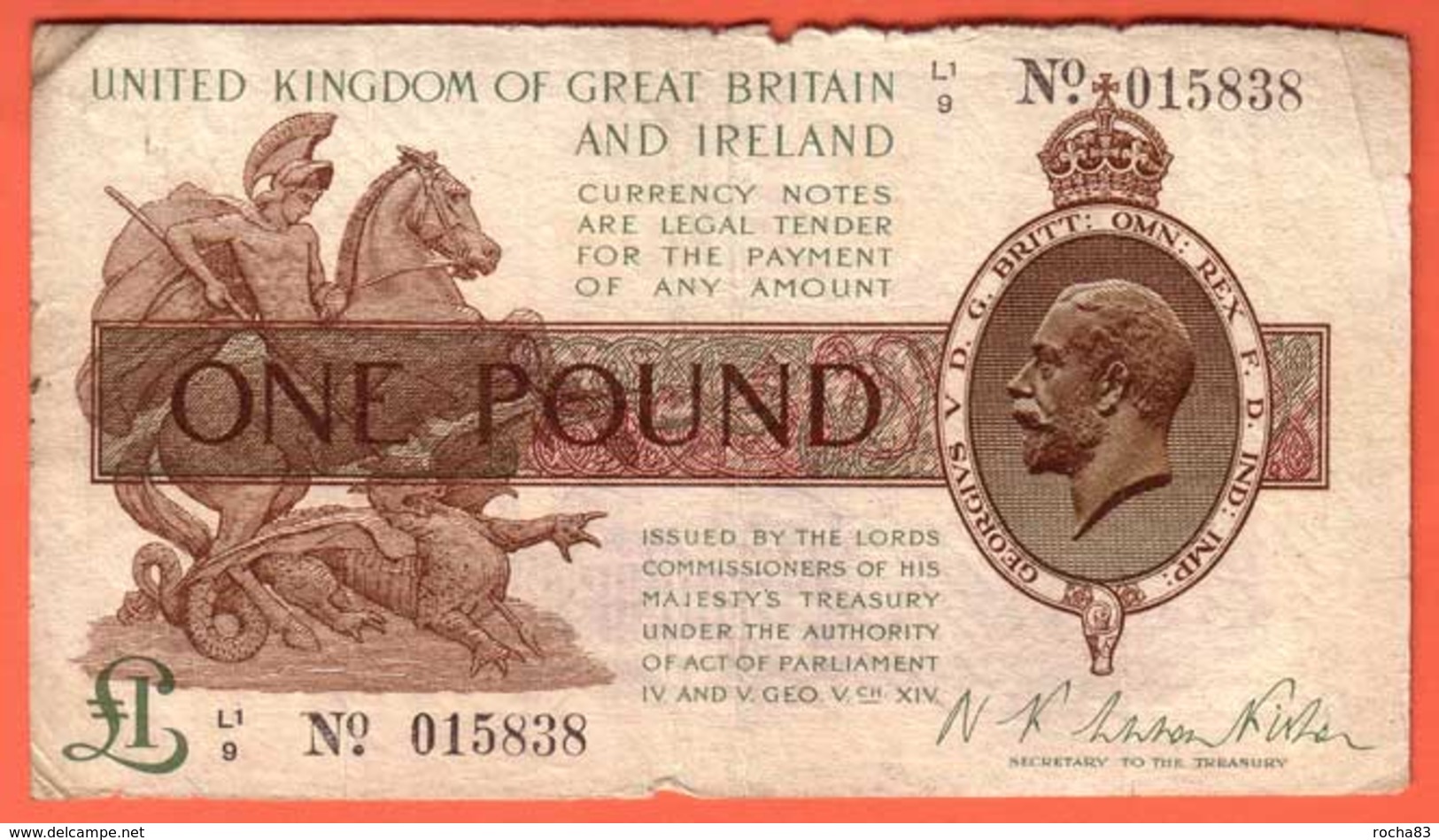 Billet ROYAUME UNI - 1 Pound (oct 1919) - Pick 357 - 1 Pound