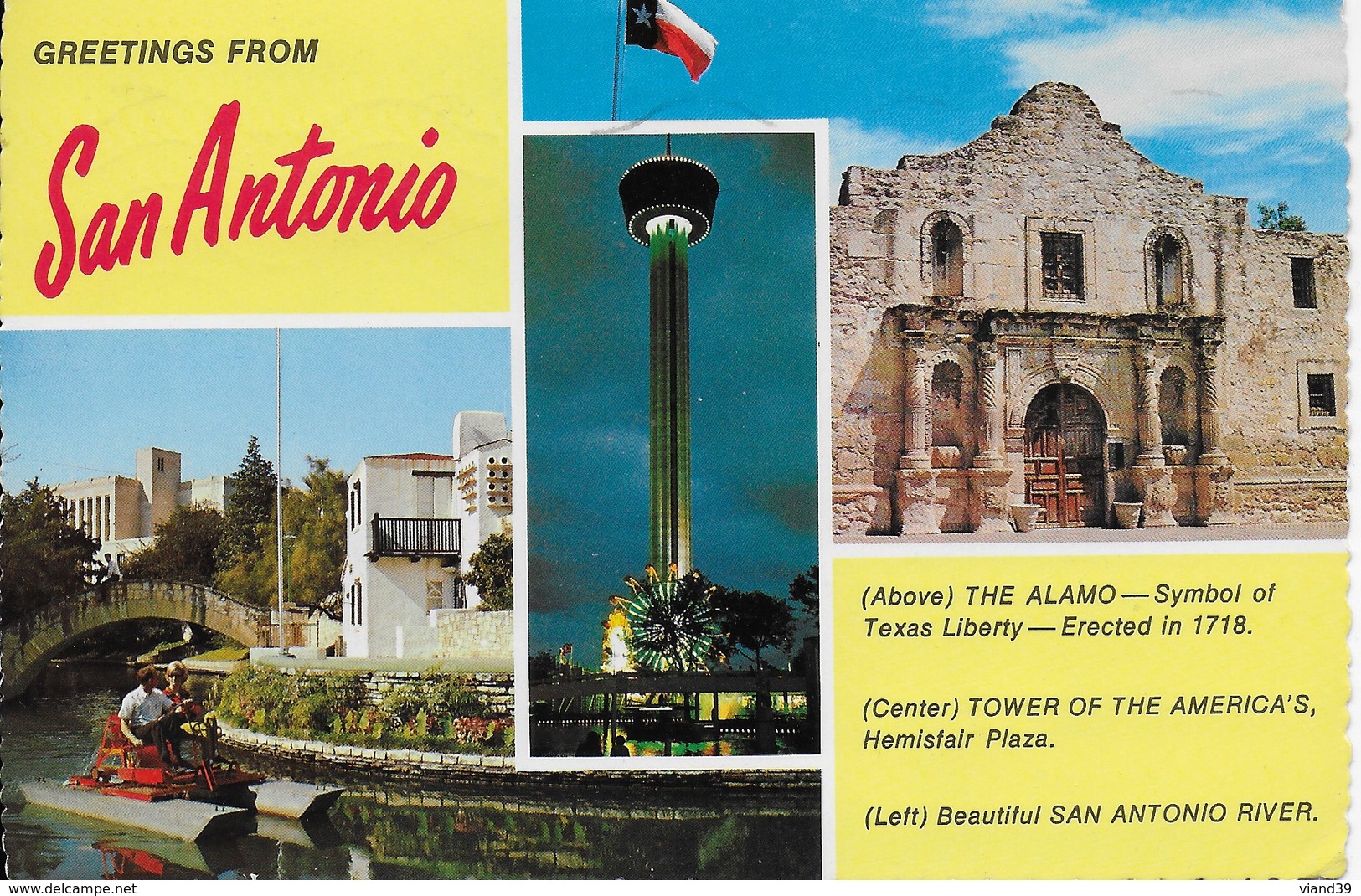 San Antonio - The Alamo - Tower Of The América'a And San Antonio Rver - San Antonio