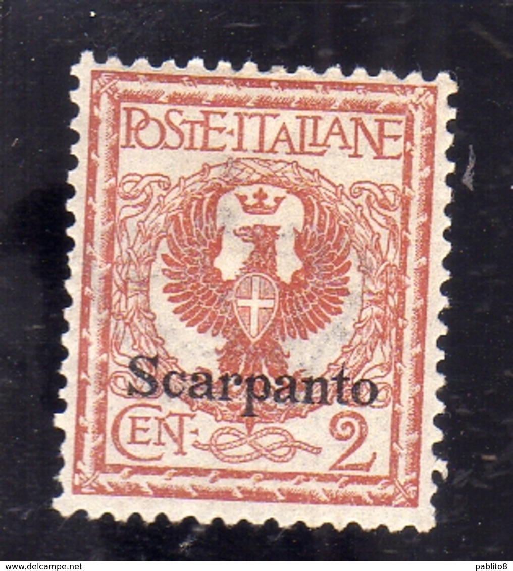 COLONIE ITALIANE EGEO 1912 SCARPANTO SOPRASTAMPATO D'ITALIA ITALY OVERPRINTED CENT. 2 CENTESIMI MNH BEN CENTRATO - Egée (Scarpanto)