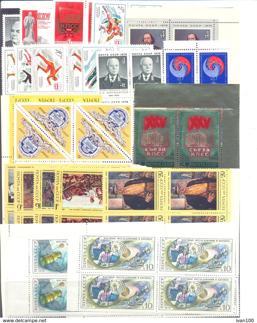 1976. USSR/Russia. Complete Year Set 1976, 4 Sets In Blocks Of 4v,  Mint/** - Ganze Jahrgänge