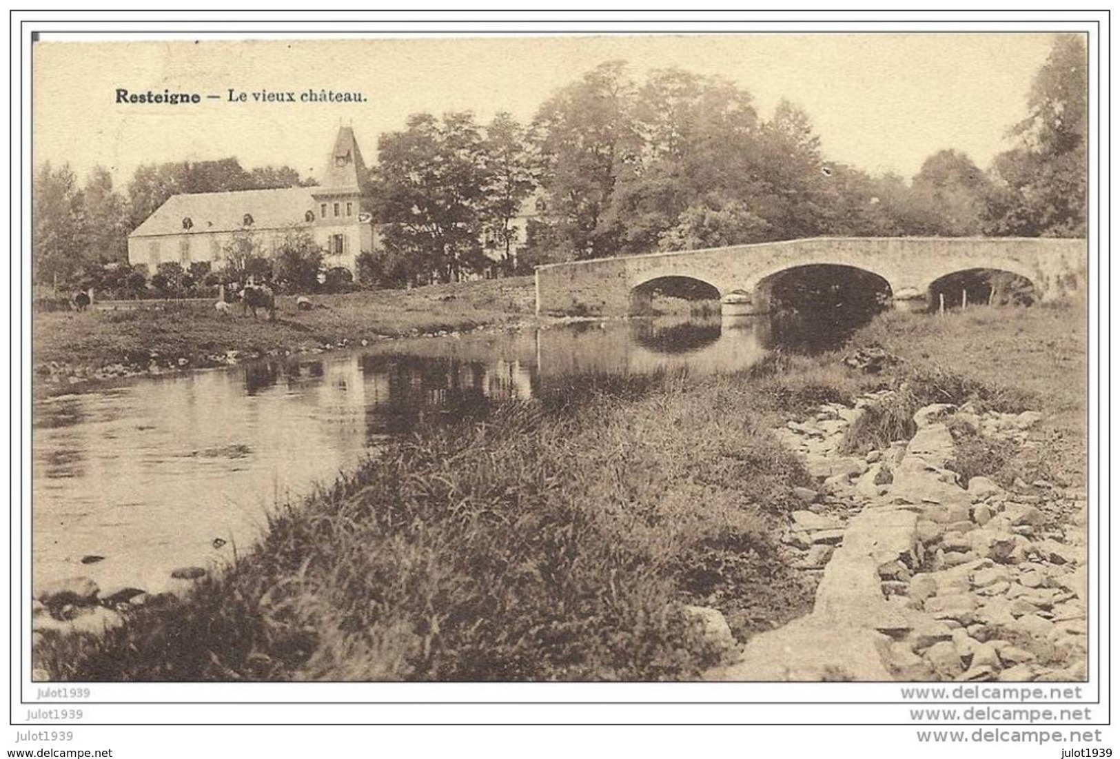 RESTEIGNE ..--  Le Vieux Château . Vers BLANKENBERGHE ( Melle S. MAIRY ) . Voir Verso . - Tellin