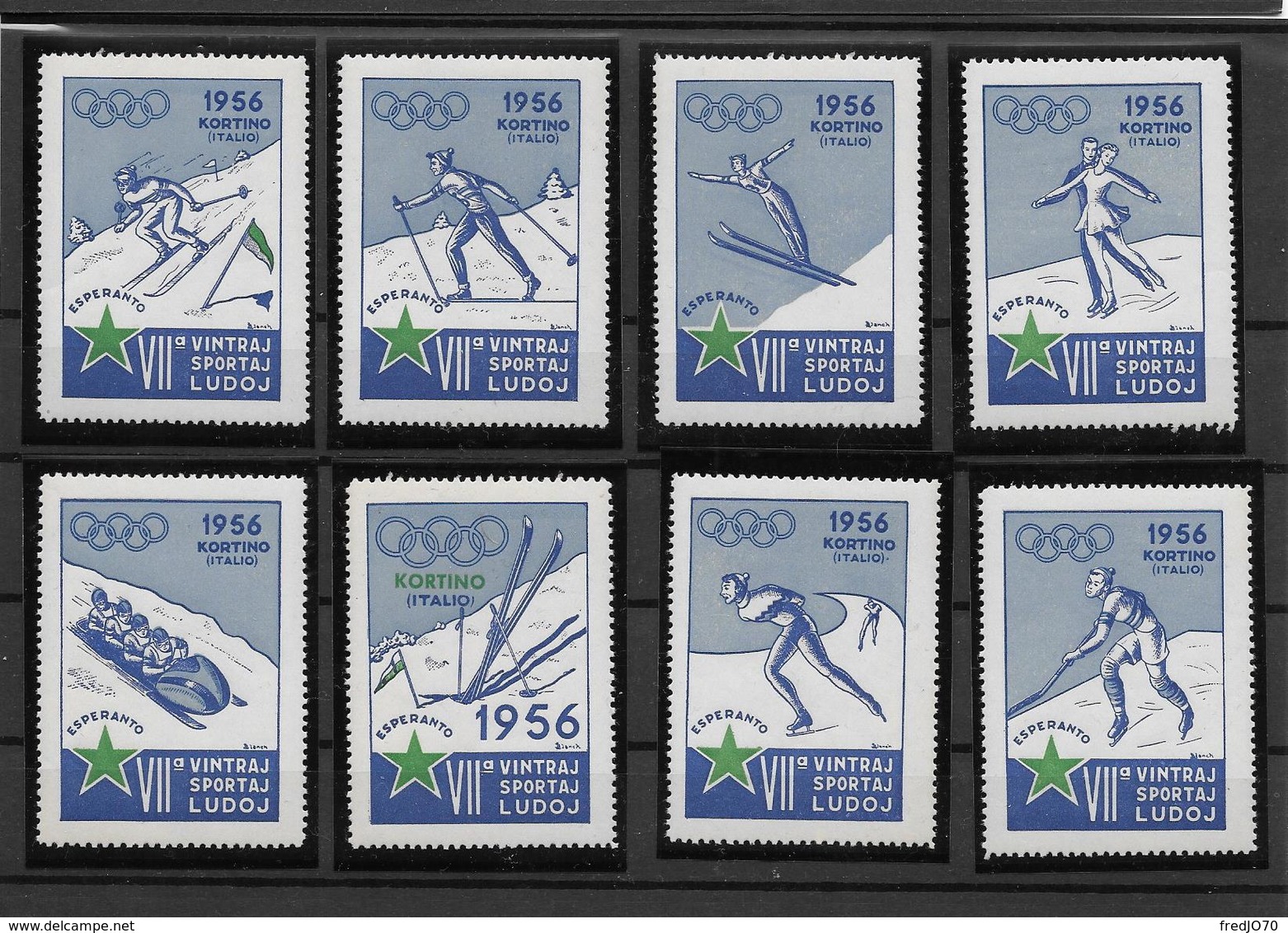 Esperanto Série Complète Vignettes Bleues JO 56 ** - Winter 1956: Cortina D'Ampezzo