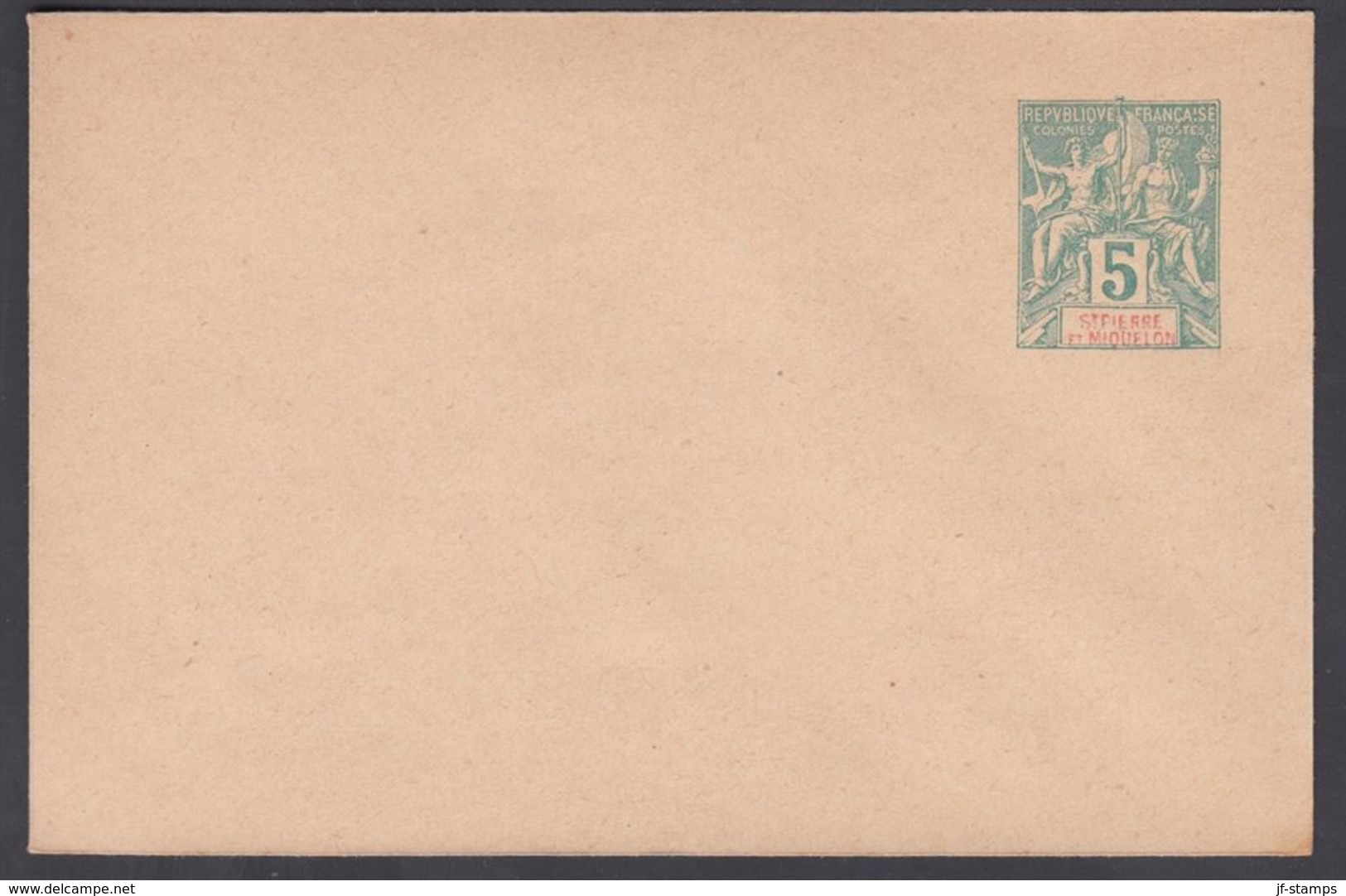 1898. SAINT-PIERRE-MIQUELON. ENVELOPE 5 C.  115 X 75 Mm. () - JF321886 - Lettres & Documents