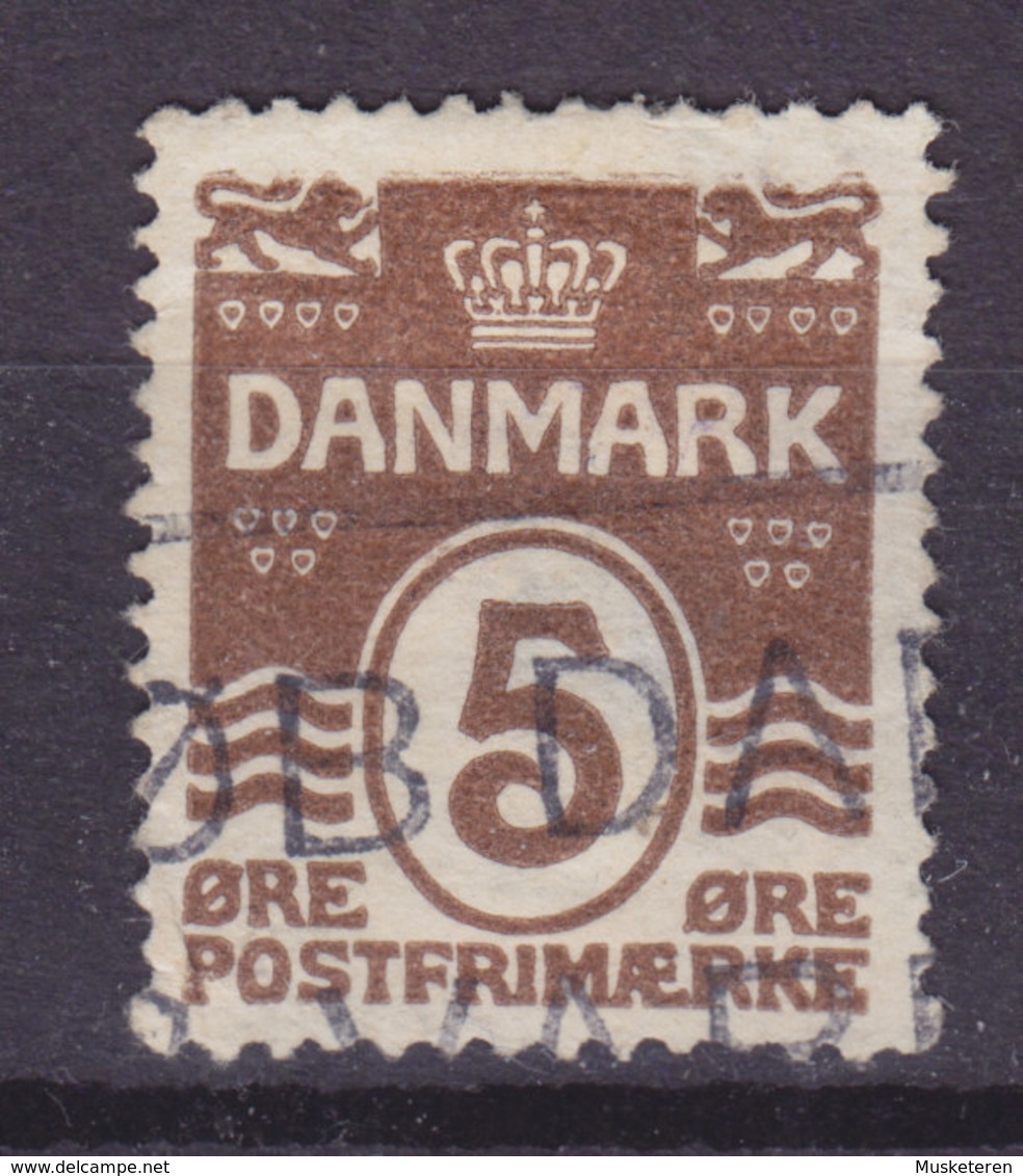 Denmark 1921 Mi. 118, 5 Øre Wellenlinien M. Herzen ERROR Variety Double Print At Top !! Very SCARCE !! (3 Scans) - Abarten Und Kuriositäten