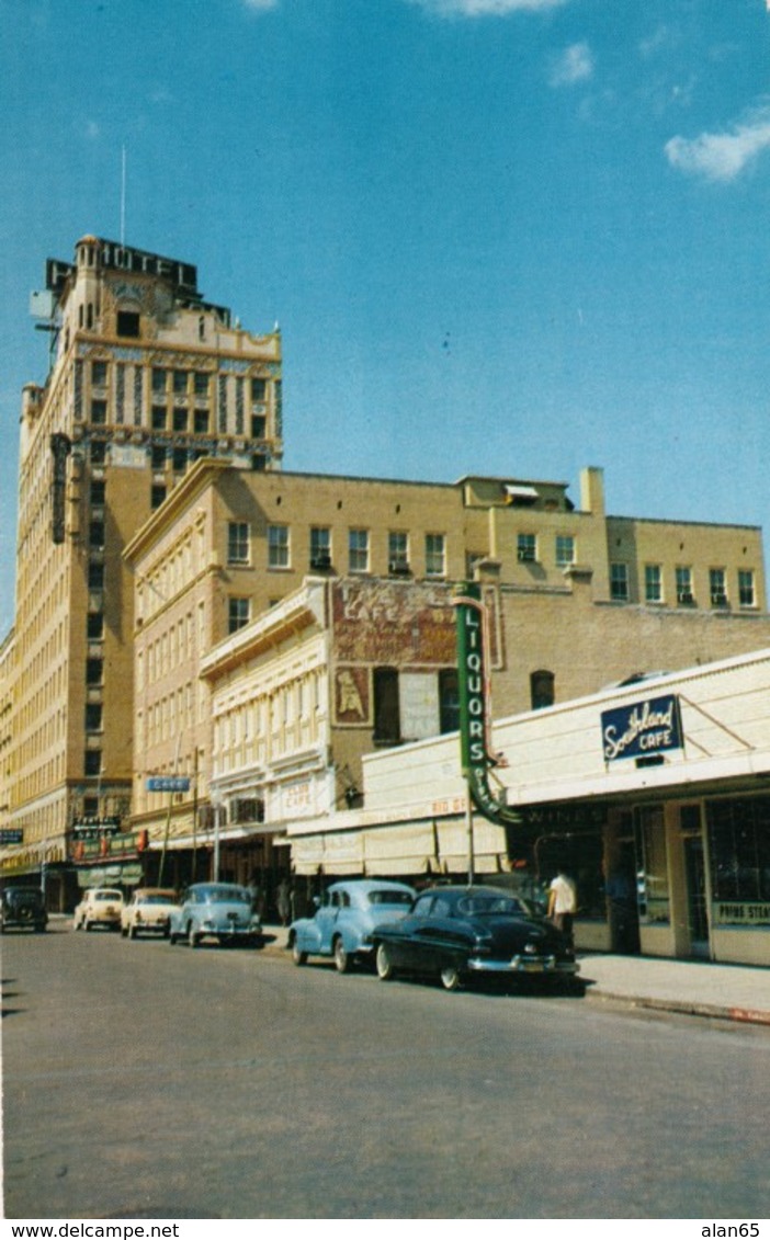 Laredo Texas, Street Scene, Business District, Autos, Liquor Store, C1950s Vintage Postcard - Laredo