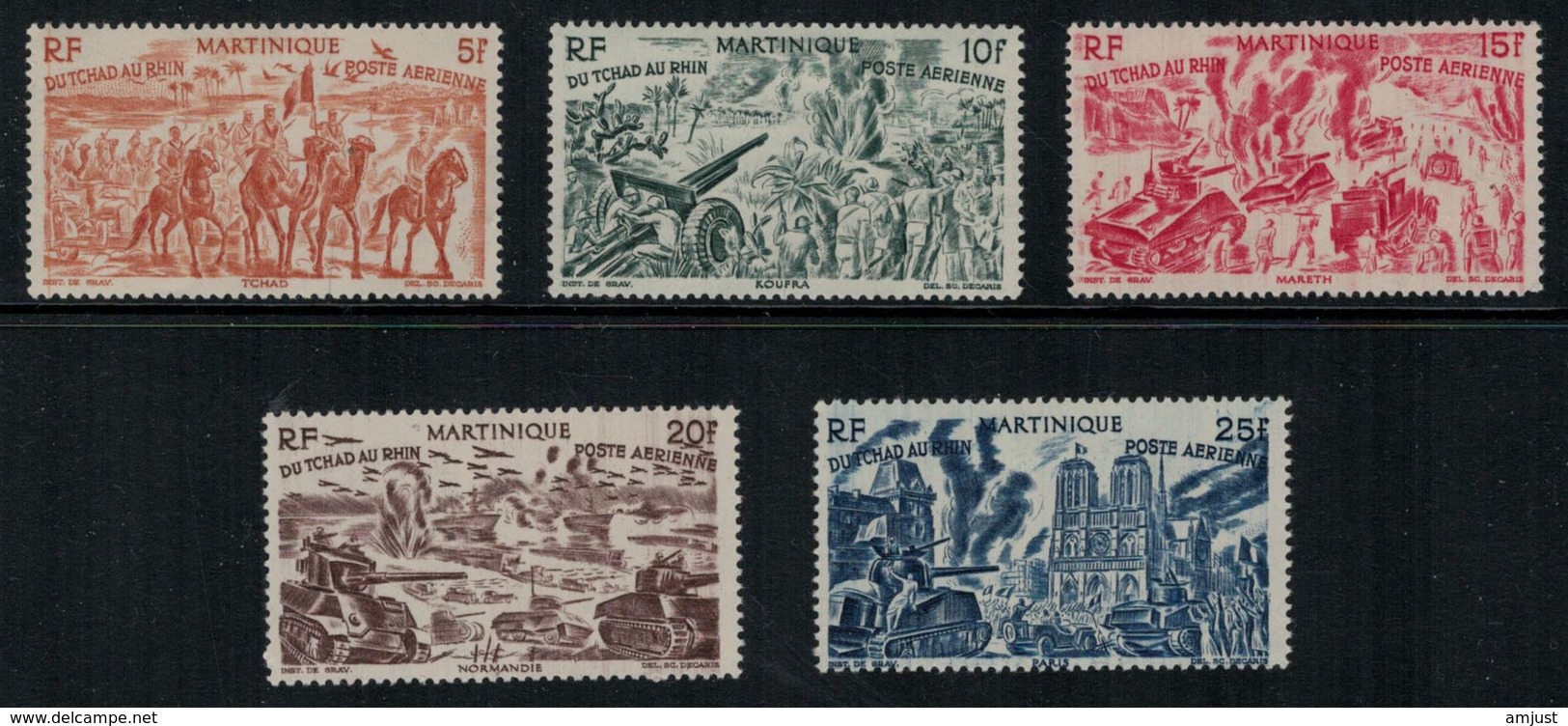 France // Martinique // Poste Aérienne // 1946 // Du Tchad Au Rhin Timbres Neufs MH* No. 7-11 Y&T (sans No.12) - Airmail