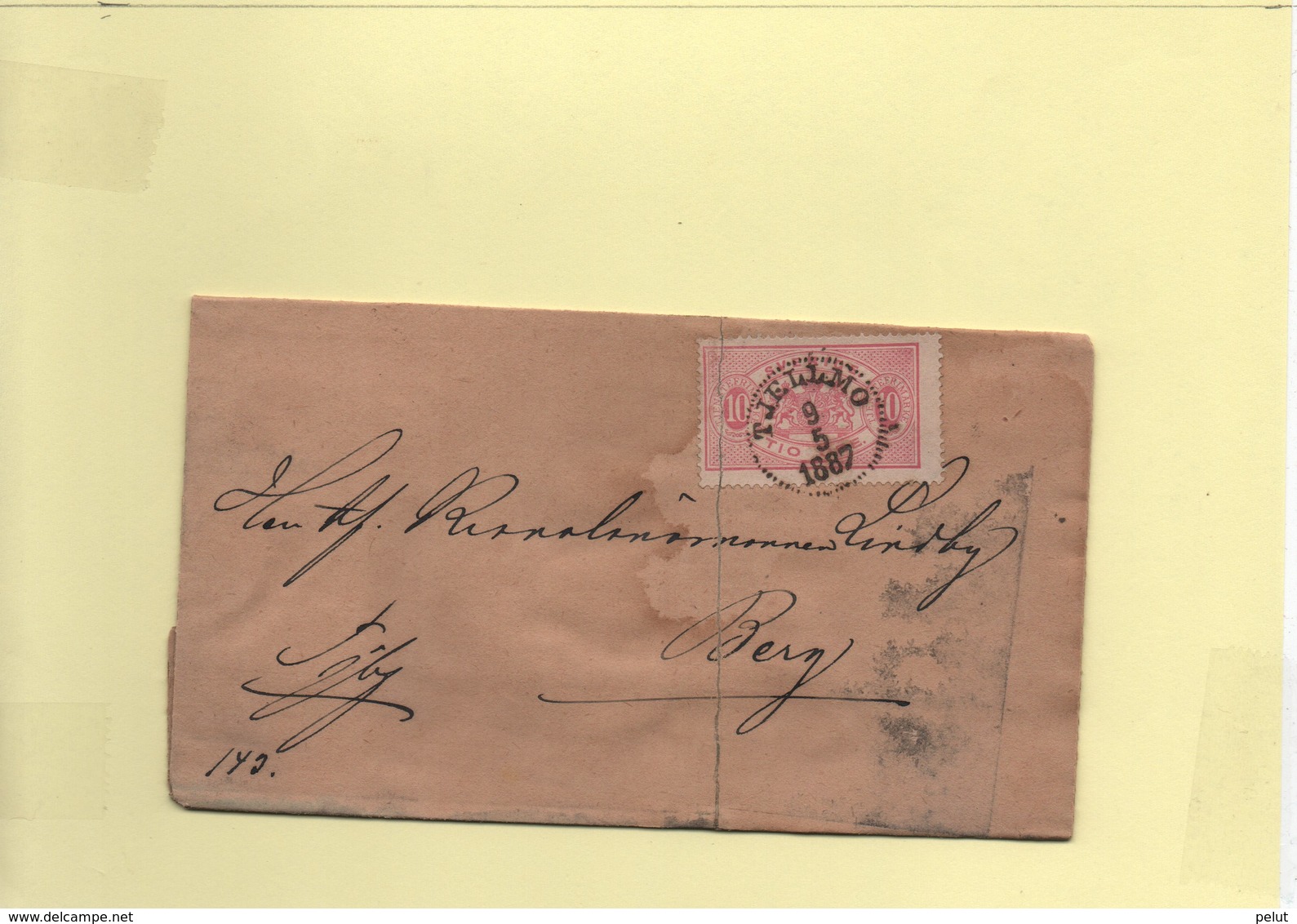 Enveloppe Tiellmo 1887 Timbre De Service 10 O. Rose - 1885-1911 Oscar II