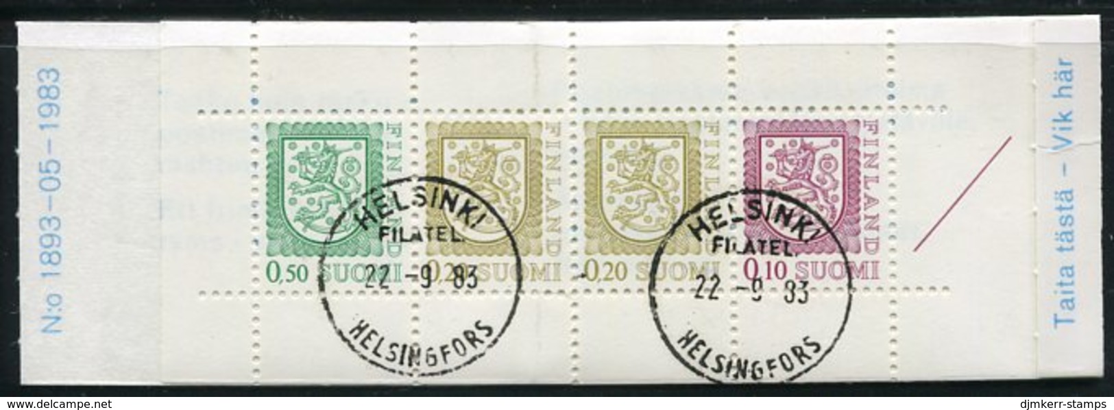 FINLAND 1983 Lion Definitive 1 Mk. Complete Booklet, Cancelled.  Michel MH 14 - Markenheftchen