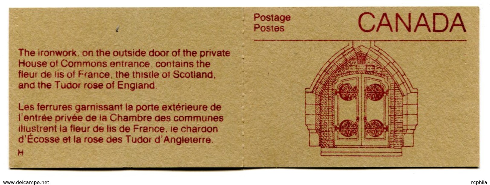 RC 16585 CANADA BK100 PARLIAMENT BUILDINGS ISSUE CARNET COMPLET BOOKLET OBLITÉRÉ USED - Libretti Completi