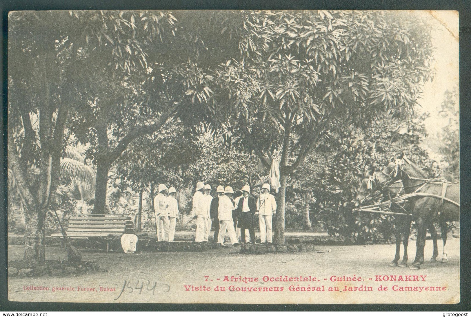 GUINEE FRANCAISE 5 Centimes  Sur CV  (Afr. Occidentale KONAKRY Visite Du Gouverneur Au Jardin De Camayenne) Daté De KONA - Brieven En Documenten