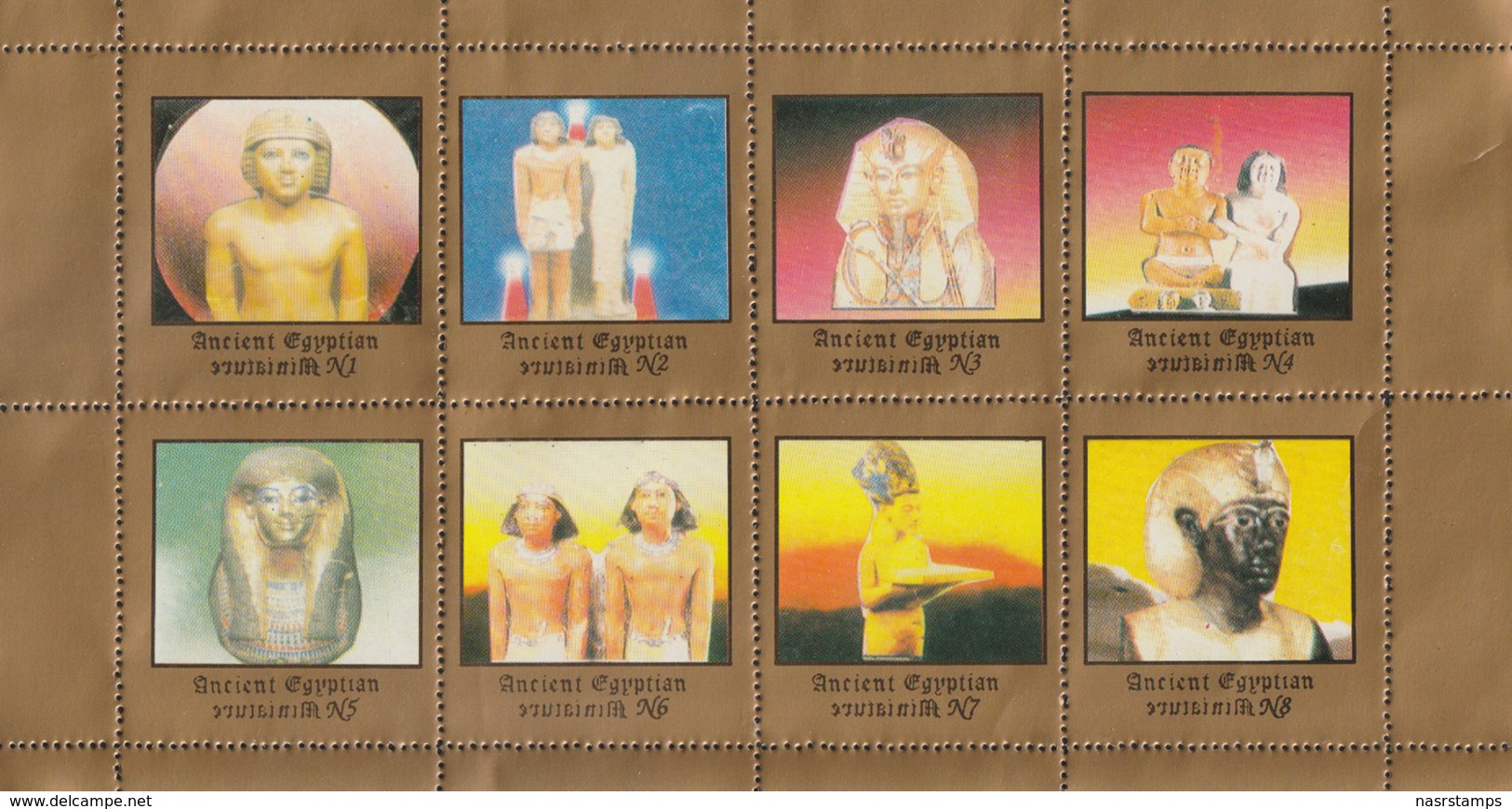Egyptology - Labels - ( Complete Sheet - Egyptian Art - Egyptology ) - MNH (**) - Egyptologie