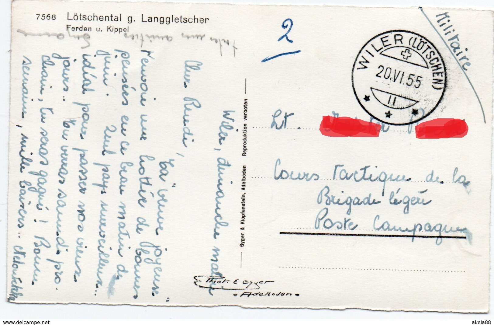 SVIZZERA - VALAIS - LOTSCHENTAL - LANGGLETSCHER - WILER - POSTA MILITARE - Wiler