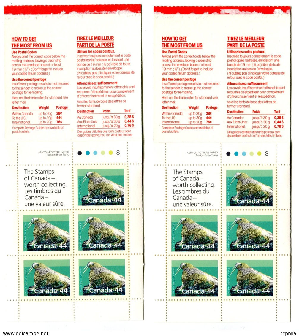 RC 16592 CANADA BK104 - 44c WALRUS ISSUE 2 CARNETS BOOKLETS MNH NEUF ** - Cuadernillos Completos