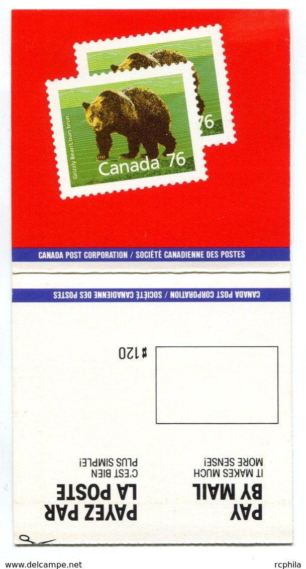 RC 16593 CANADA BK105 - 76c GRIZZLY BEAR ISSUE CARNET BOOKLET MNH NEUF ** - Cuadernillos Completos