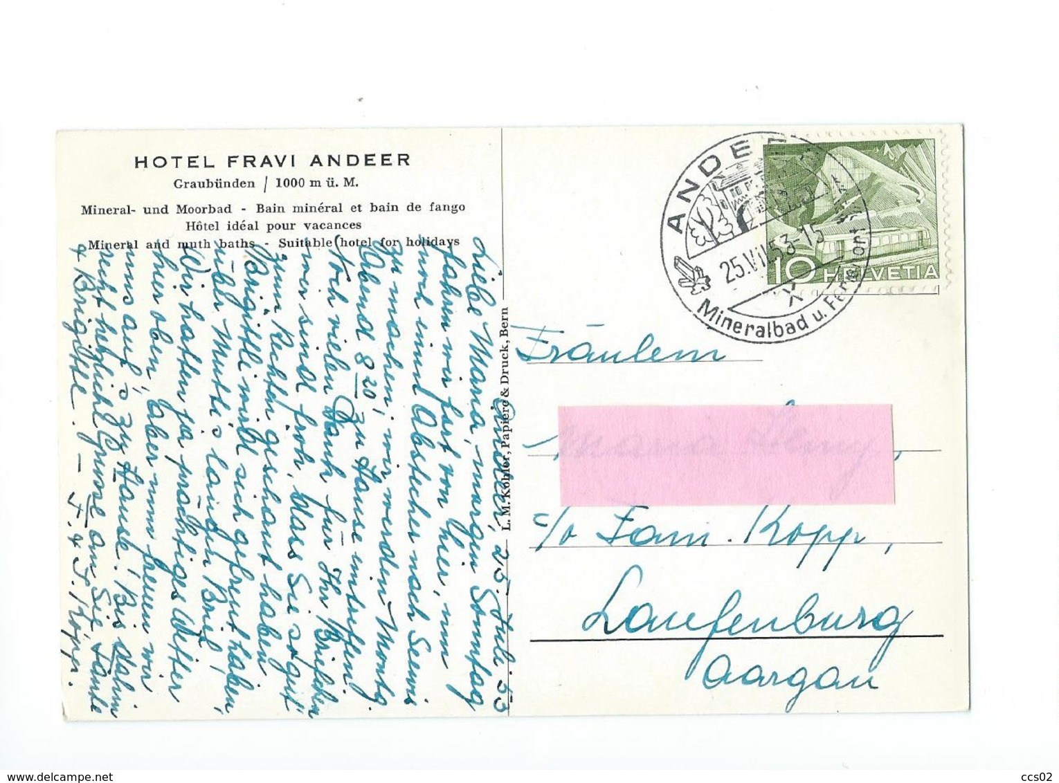 Hotel Fravi Andeer 1953 - Andeer