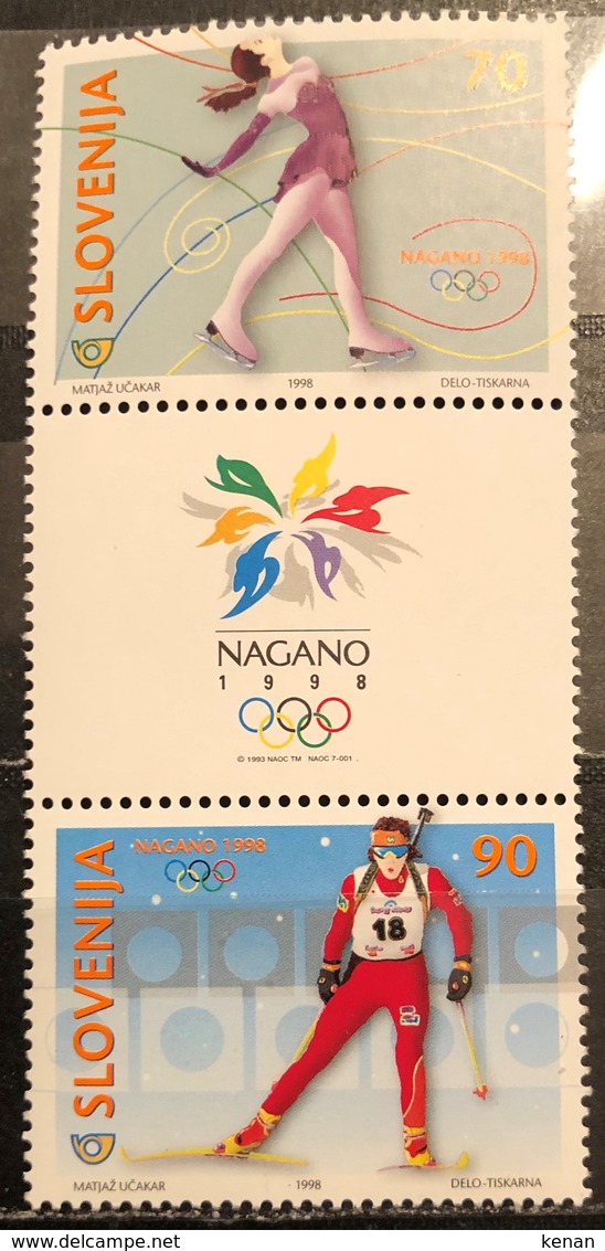 Slovenia, 1998, Mi: 217/18 With Label MNH) - Winter 1998: Nagano