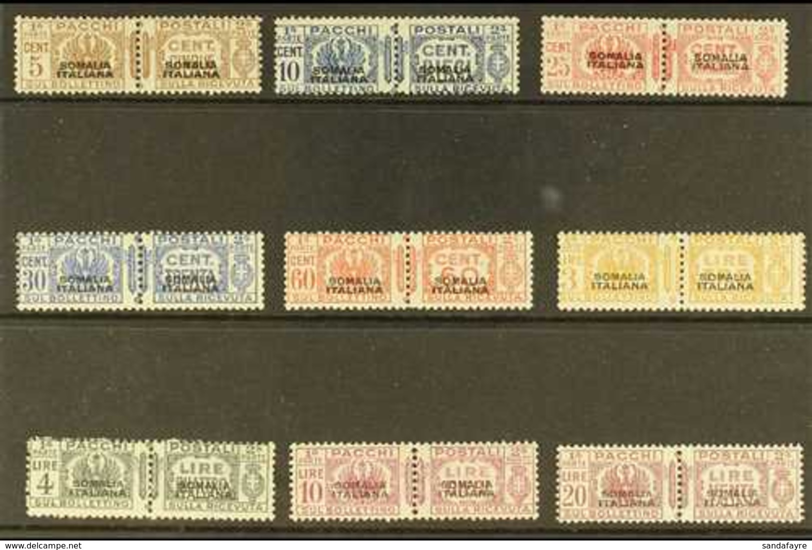 SOMALIA  PARCEL POST 1928-41 Overprints In Black Set Less The Rare 50c, 1L & 2L Values, Sassone S.58 (Sassone 54-57, 59  - Autres & Non Classés