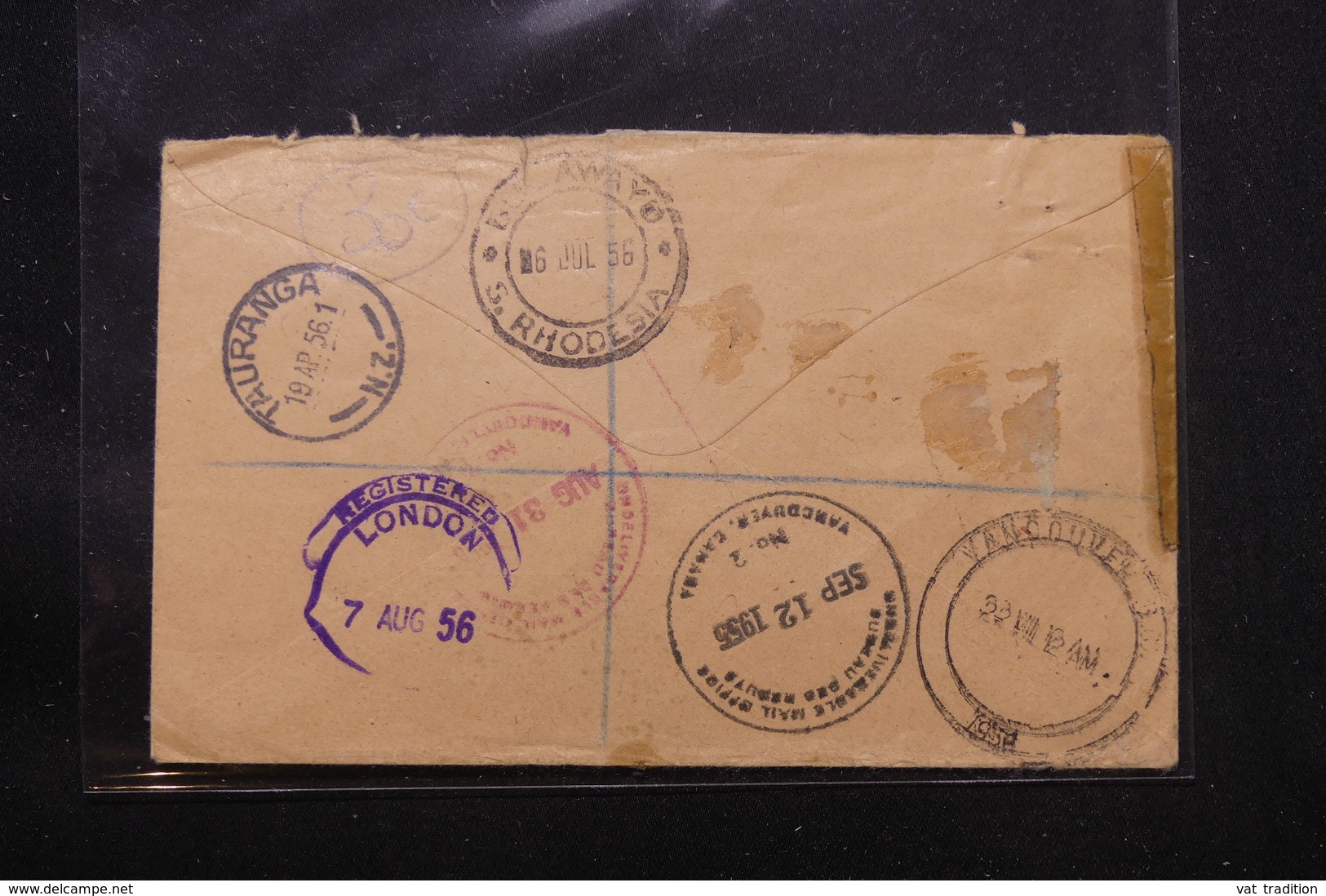 NOUVELLE ZÉLANDE - Env. En Reco De Auckland Pour La Rhodésie, Redirigé Vers Le Canada Et Londres En 1955/1956 - L 57496 - Cartas & Documentos