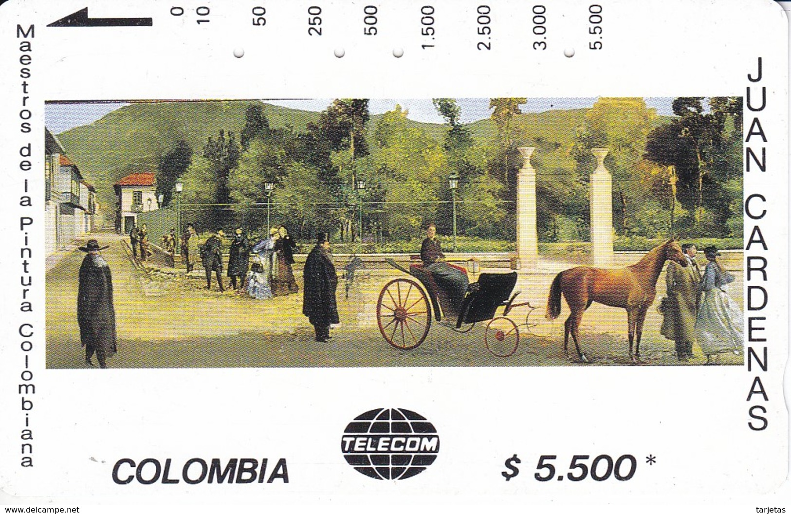 TARJETA DE COLOMBIA DE TELECOM DE $5500 MAESTROS DE LA PINTURA (JUAN CARDENAS) CABALLO-HORSE - Colombia