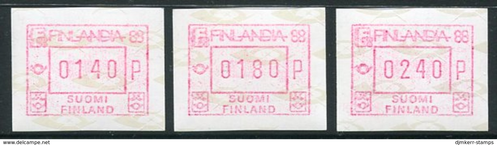FINLAND 1986 FINLANDIA '88  ATM, Three Values MNH / **..  Michel 2 - Timbres De Distributeurs [ATM]