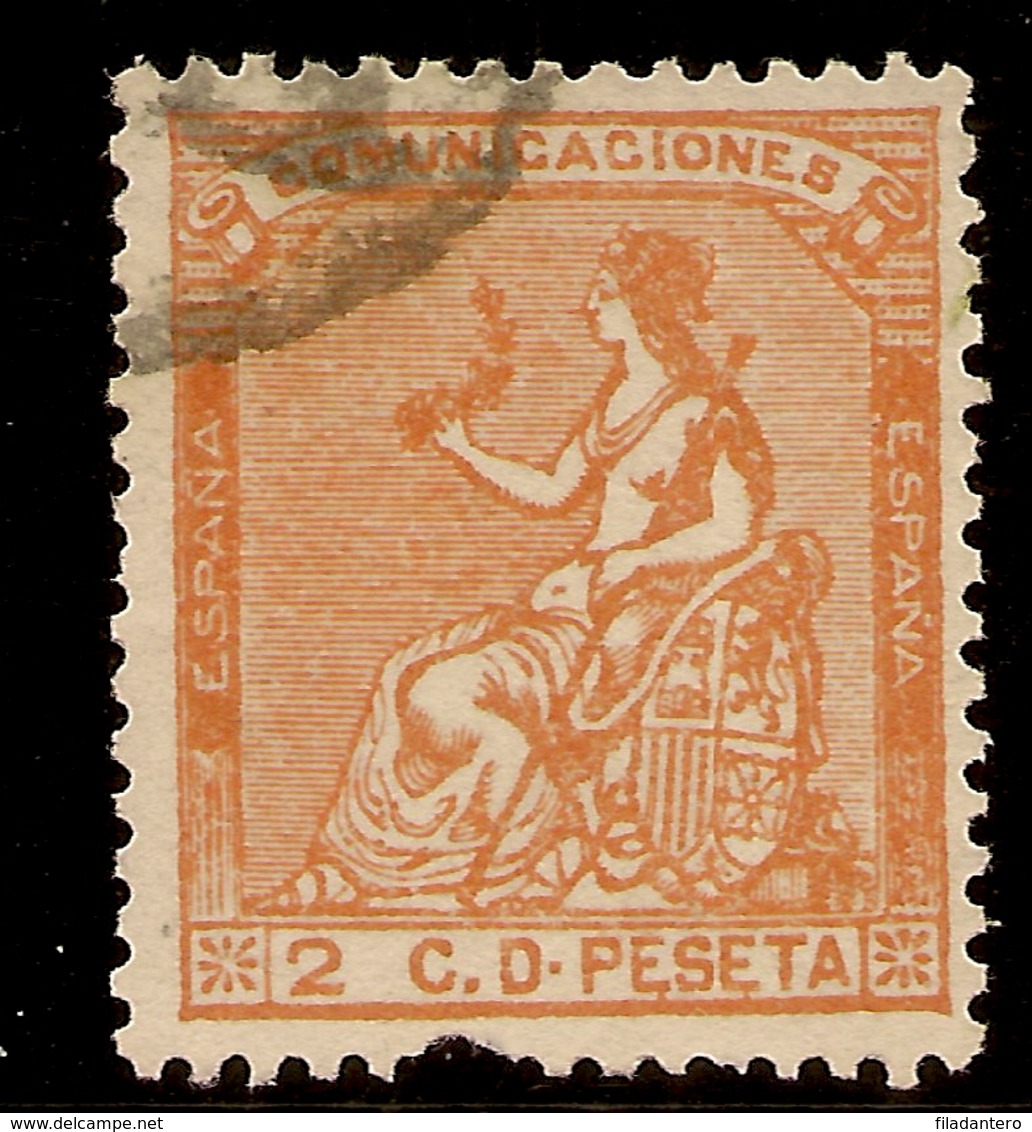 España Edifil 131 (º)  2 Céntimos Naranja  Corona Y Alegoría España  1873  NL296 - Gebruikt