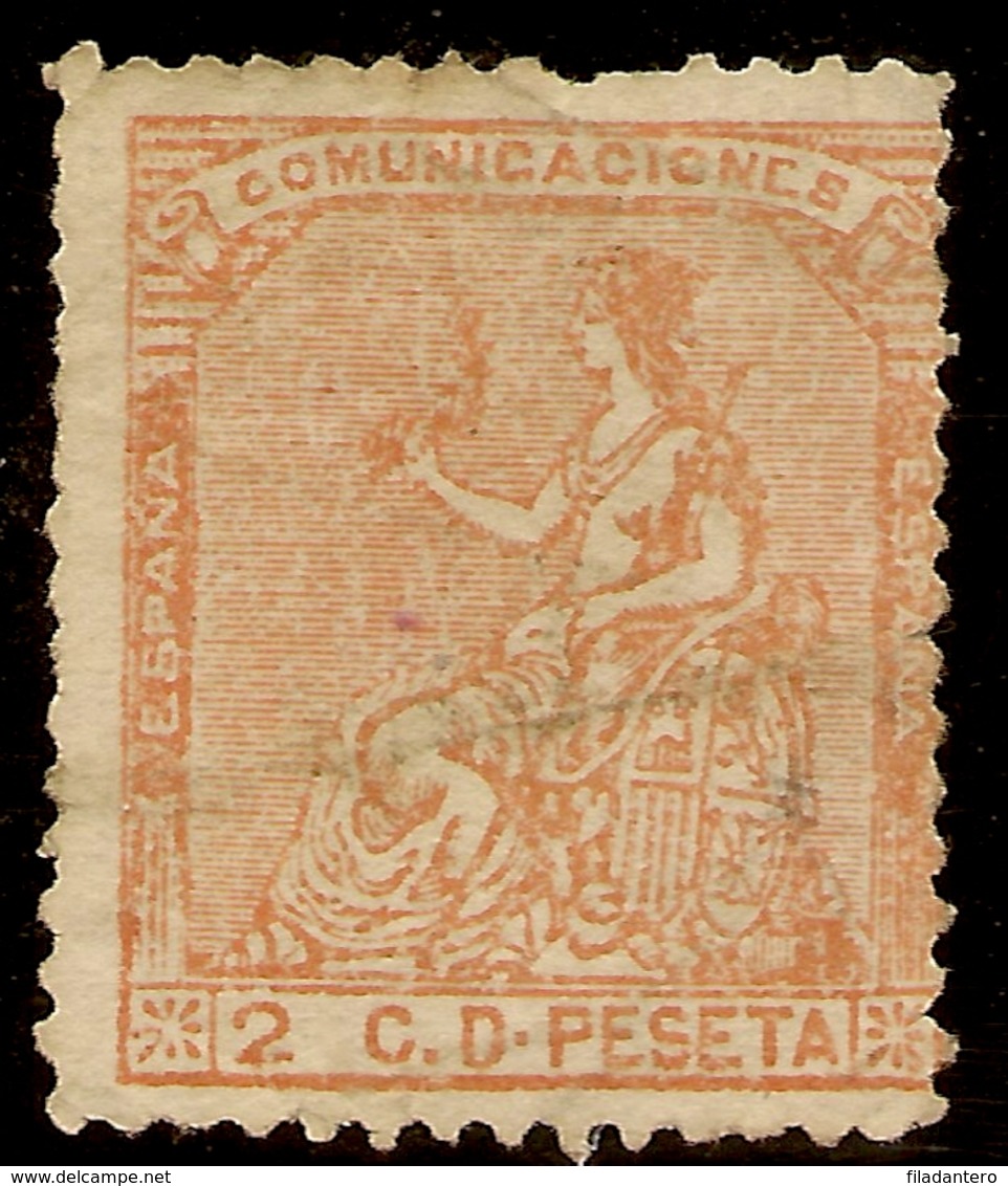 España Edifil 131 (º)  2 Céntimos Naranja  Corona Y Alegoría España  1873  NL296 - Gebruikt