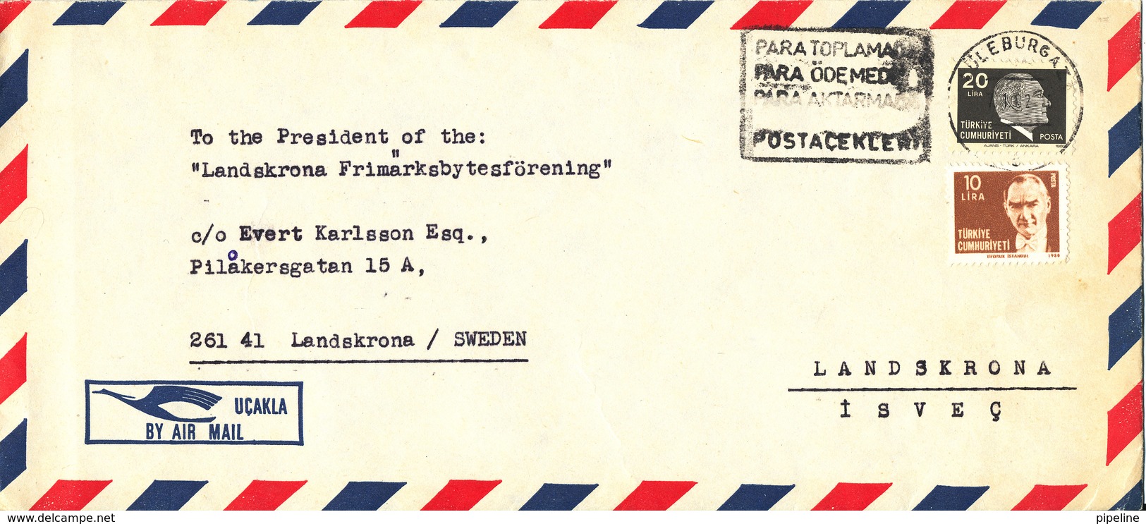 Turkey Air Mail Cover Sent To Sweden 7-1-1982 - Briefe U. Dokumente