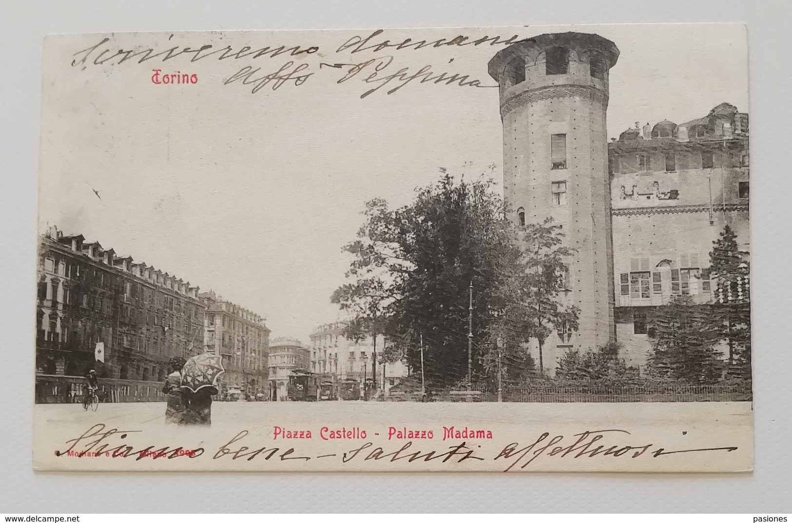 Cartolina Illustrata Torino-Piazza Castello-Palazzo Madama Per Milano 1904 - Palazzo Madama