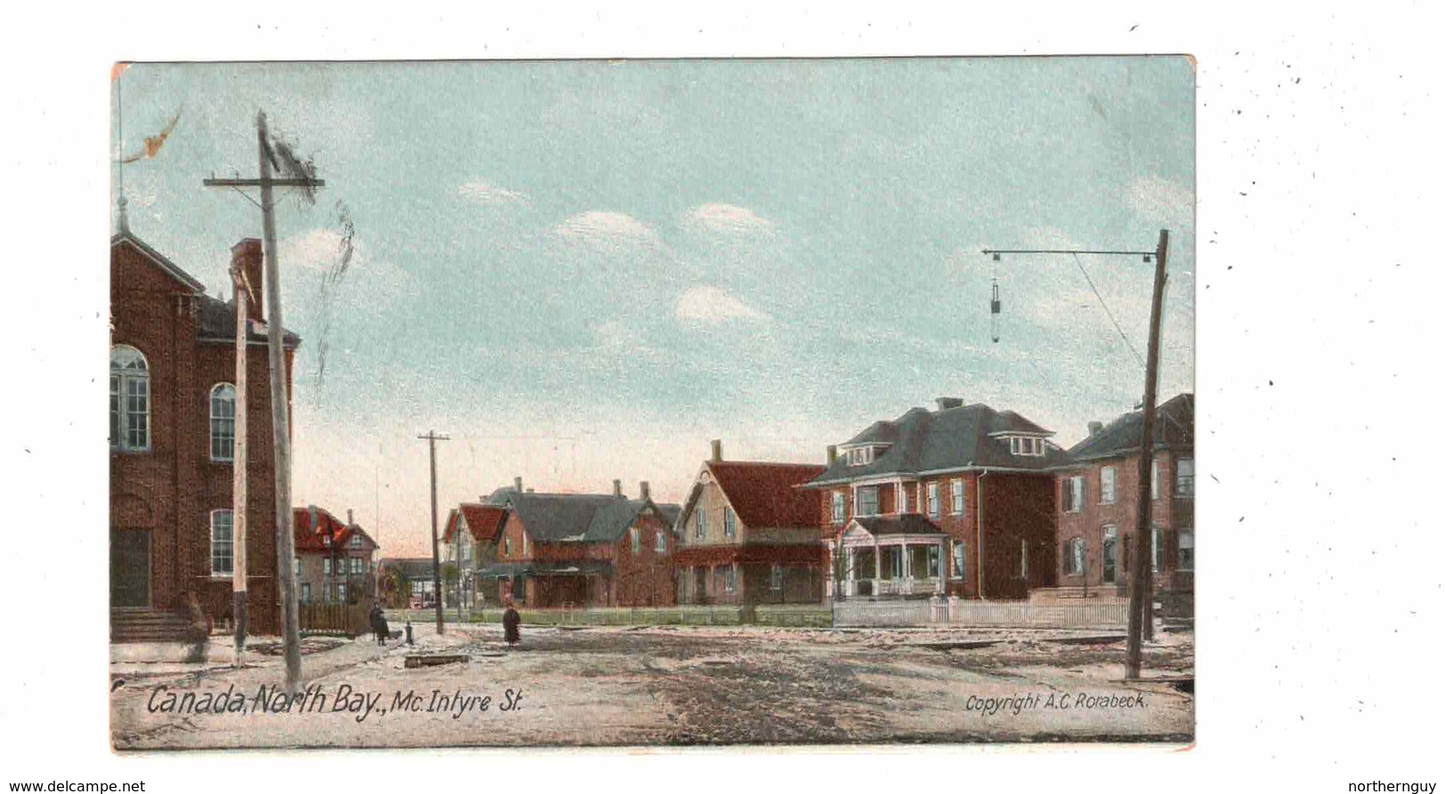 NORTH BAY Ontario, Canada, McIntyre Steret, 1907  Postcard, RPO Cancel Ott? & S S Marie - North Bay