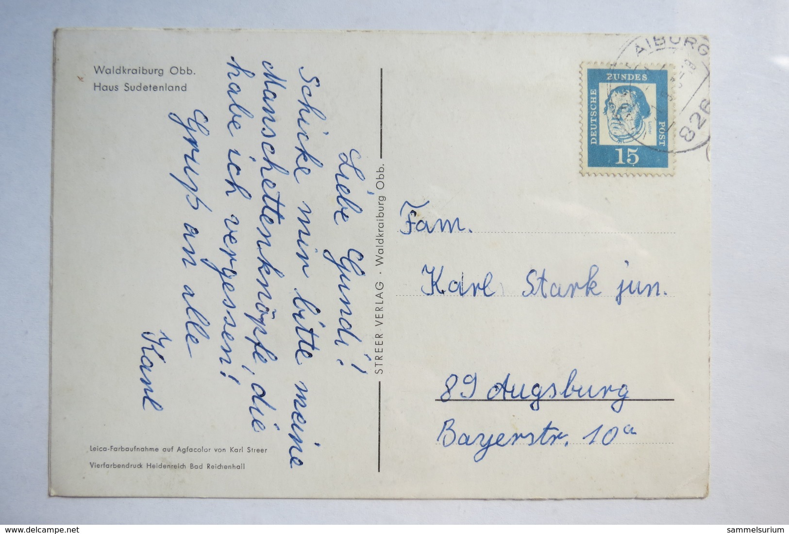 (11/7/84) Postkarte/AK "Waldkraiburg/Obb." Haus Sudetenland - Waldkraiburg