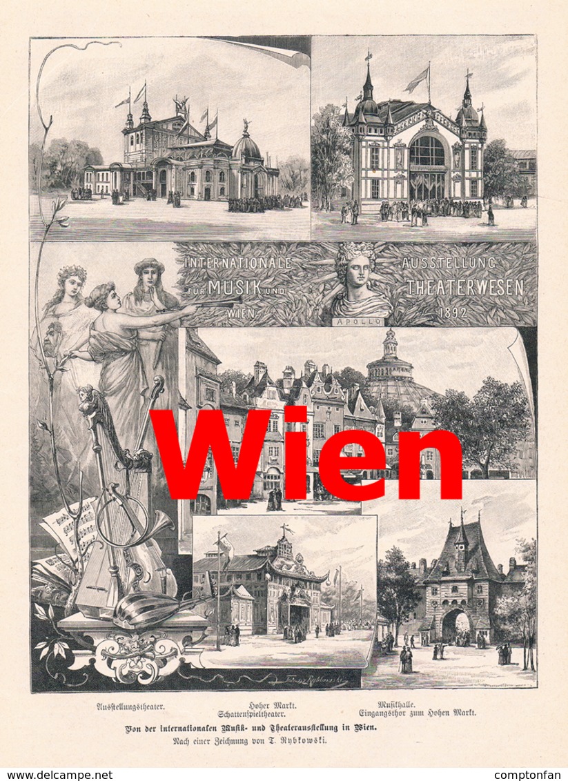 A102 411 - Wien Musik-/Theaterausstellung International Artikel Mit 8 Bildern 1892 !! - Musées & Expositions
