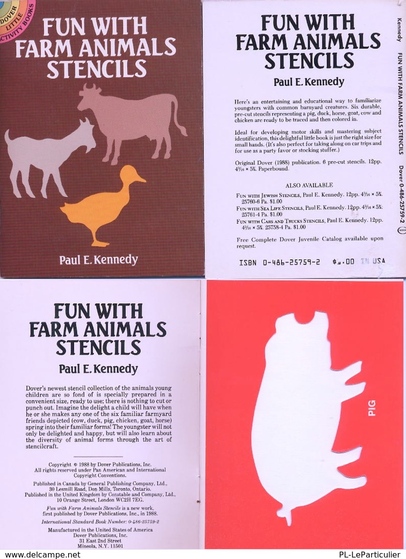 Fun With Farm Animals Stencils (petits Livre Pochoirs) Dover USA - Activités/ Livres à Colorier