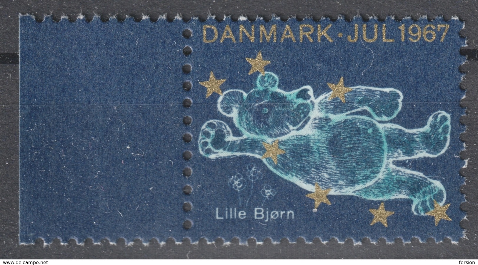 TEDDY BEAR Toy - Constellation STAR Astronomy Christmas Label Cinderella Vignette 1967 MNH Denmark - Marionnettes