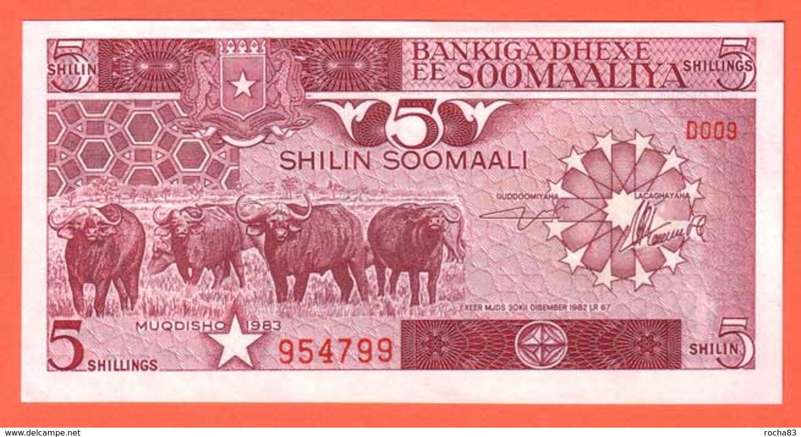 SOMALIE  Billet  5 Shilin  ( 1983 ) Pick 31a  UNC - Somalia