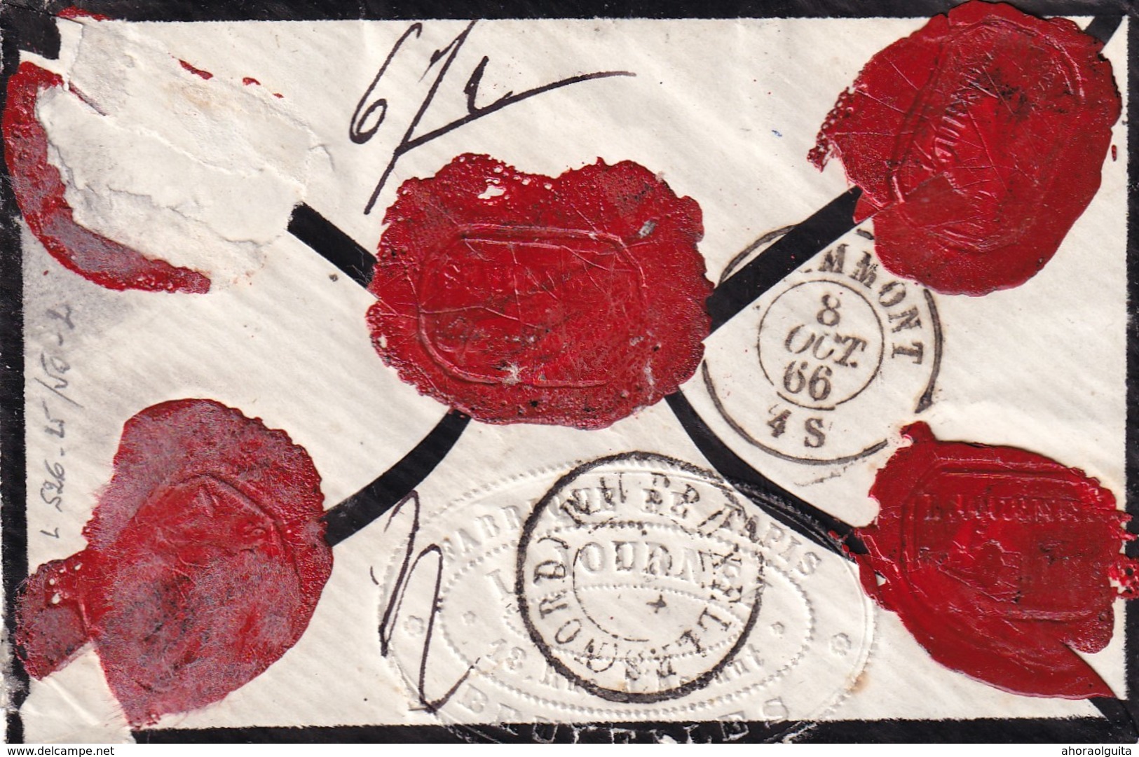 DDW 909  --  Enveloppe TP 20 BRUXELLES 1866 - CHARGE Vers GRAMMONT - Fabrique De Tapis Journez - 1865-1866 Perfil Izquierdo