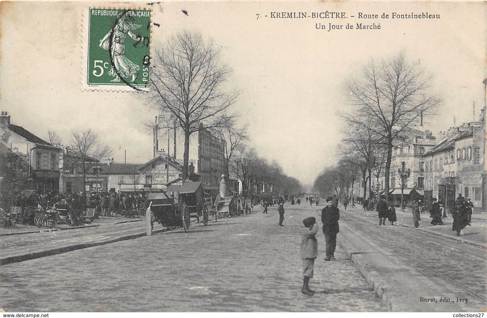 94-KREMLIN-BICÊTRE-ROUTE DE FONTAINEBLEAU UN JOUR DE MARCHE - Kremlin Bicetre