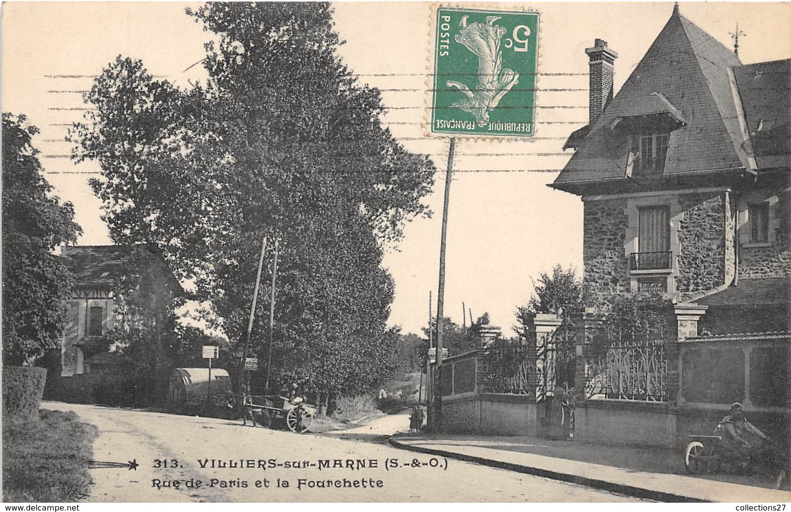 94-VILLIERS-SUR-MARNE- RUE DE PARIS ET LA FOURCHETTE - Villiers Sur Marne